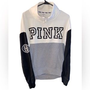 PINK Black and White Half Zip